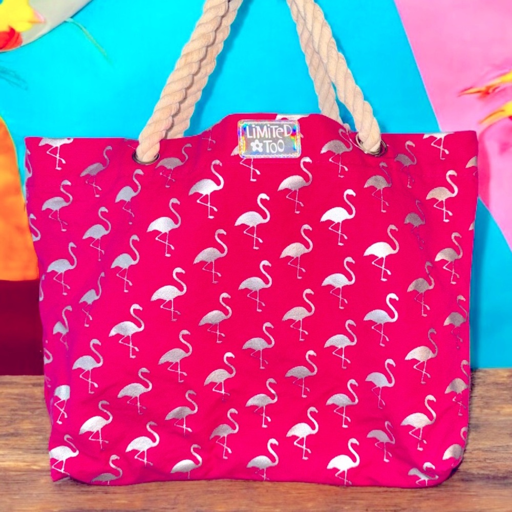 The Limited‎ Pink Flamingo Tote Bag - Picture 3 of 4